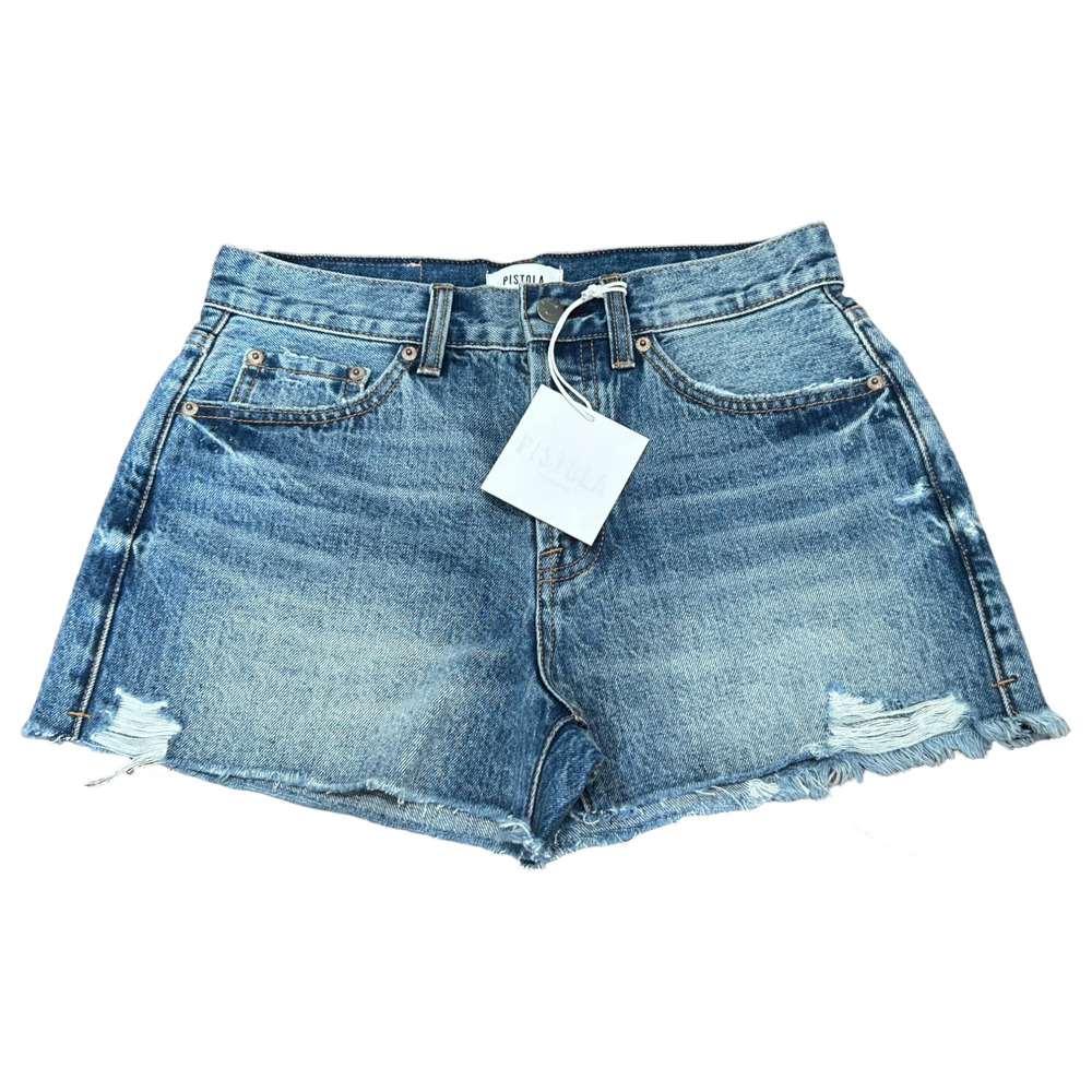 PISTOLA Nova Blossom Shorts Womens Size 26 Blue Denim Pockets Button Fly Outdoor
